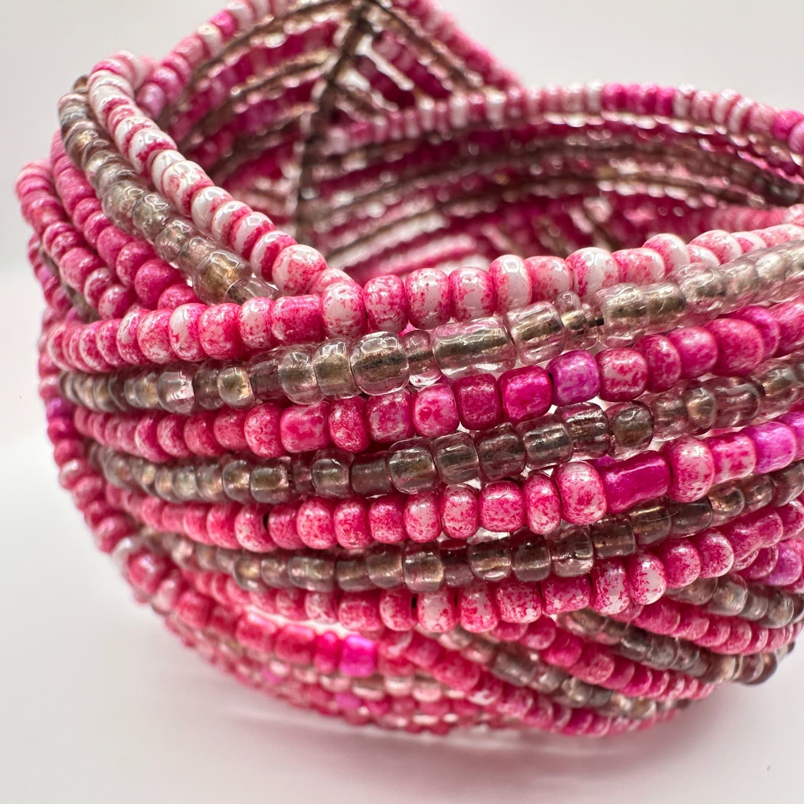 Vintage Y2K Multi Strand Beaded Memory Wire Cuff Bracelet Boho Statement Jewelry - Thumbnail 4