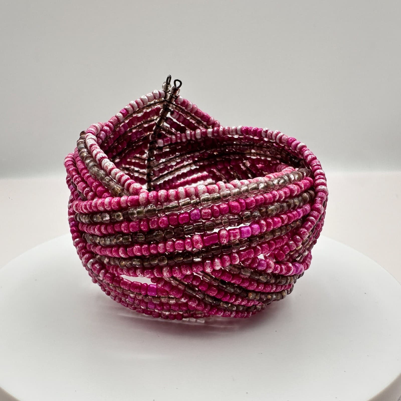 Vintage Y2K Multi Strand Beaded Memory Wire Cuff Bracelet Boho Statement Jewelry - Thumbnail 2