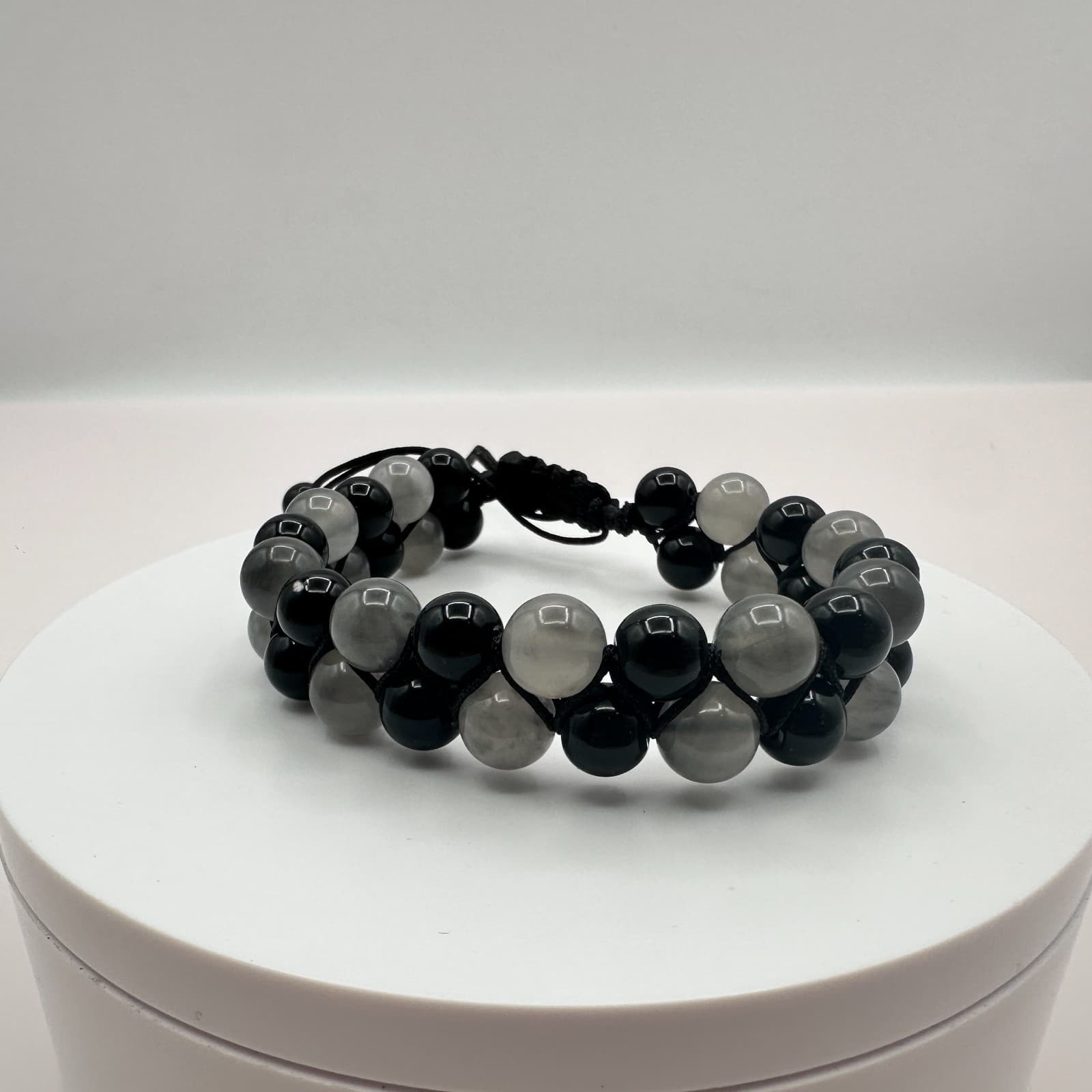 Vintage Y2K Boho Beaded Double Row Bracelet Shamballa Minimalist Women's Jewelry - Thumbnail 2