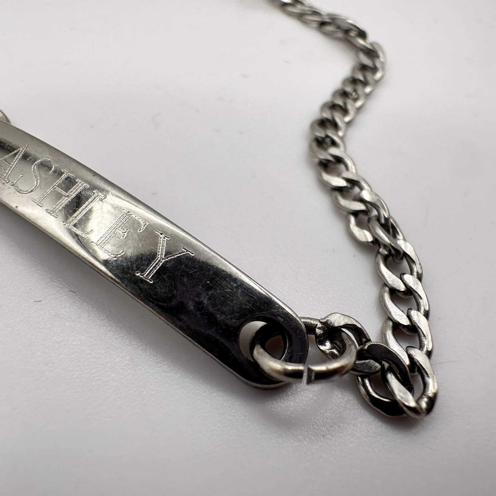 Vintage 90s Ashley Silver Tone Bracelet Link Chain Women's Fashion Jewelry Y2K - Thumbnail 5