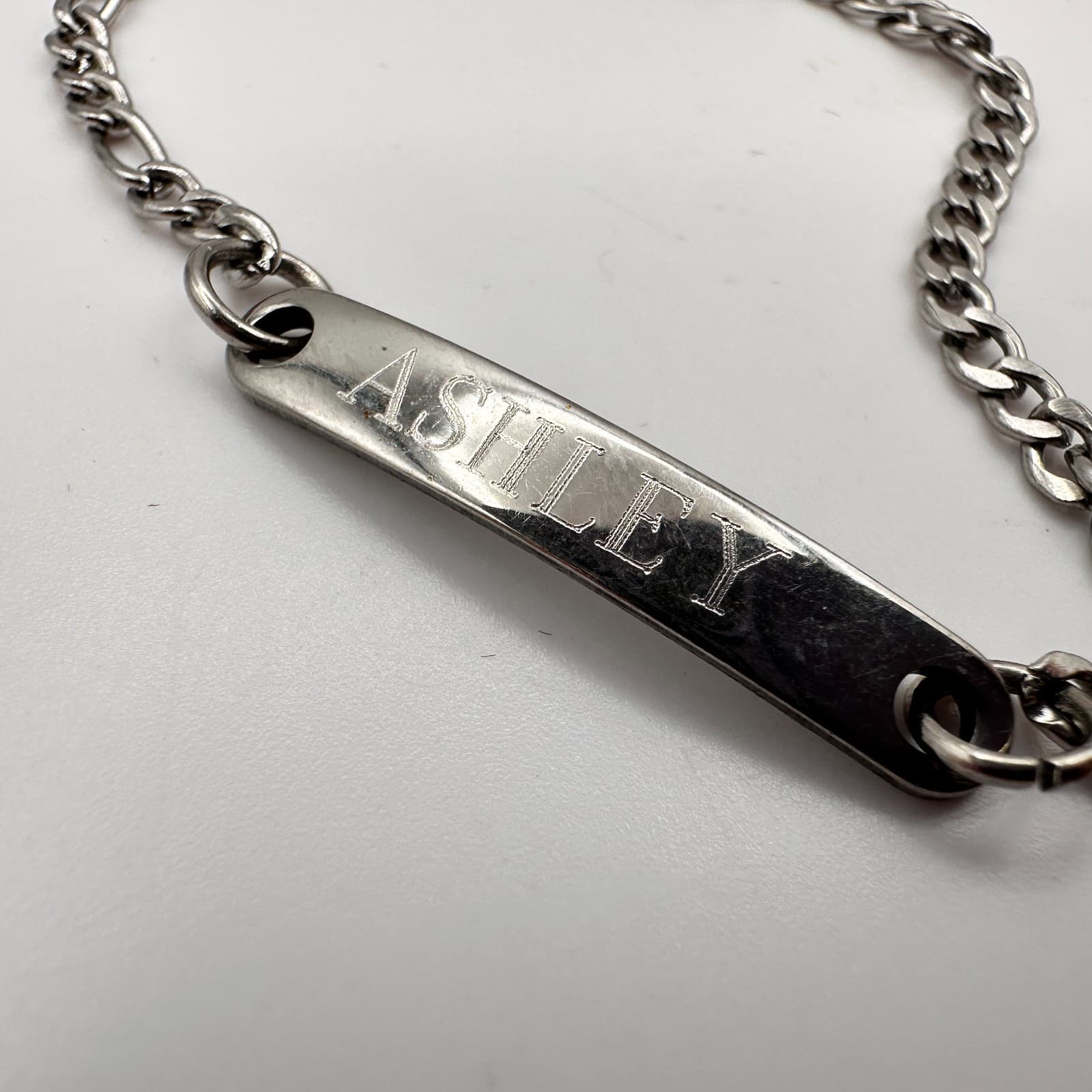 Vintage 90s Ashley Silver Tone Bracelet Link Chain Women's Fashion Jewelry Y2K - Thumbnail 4
