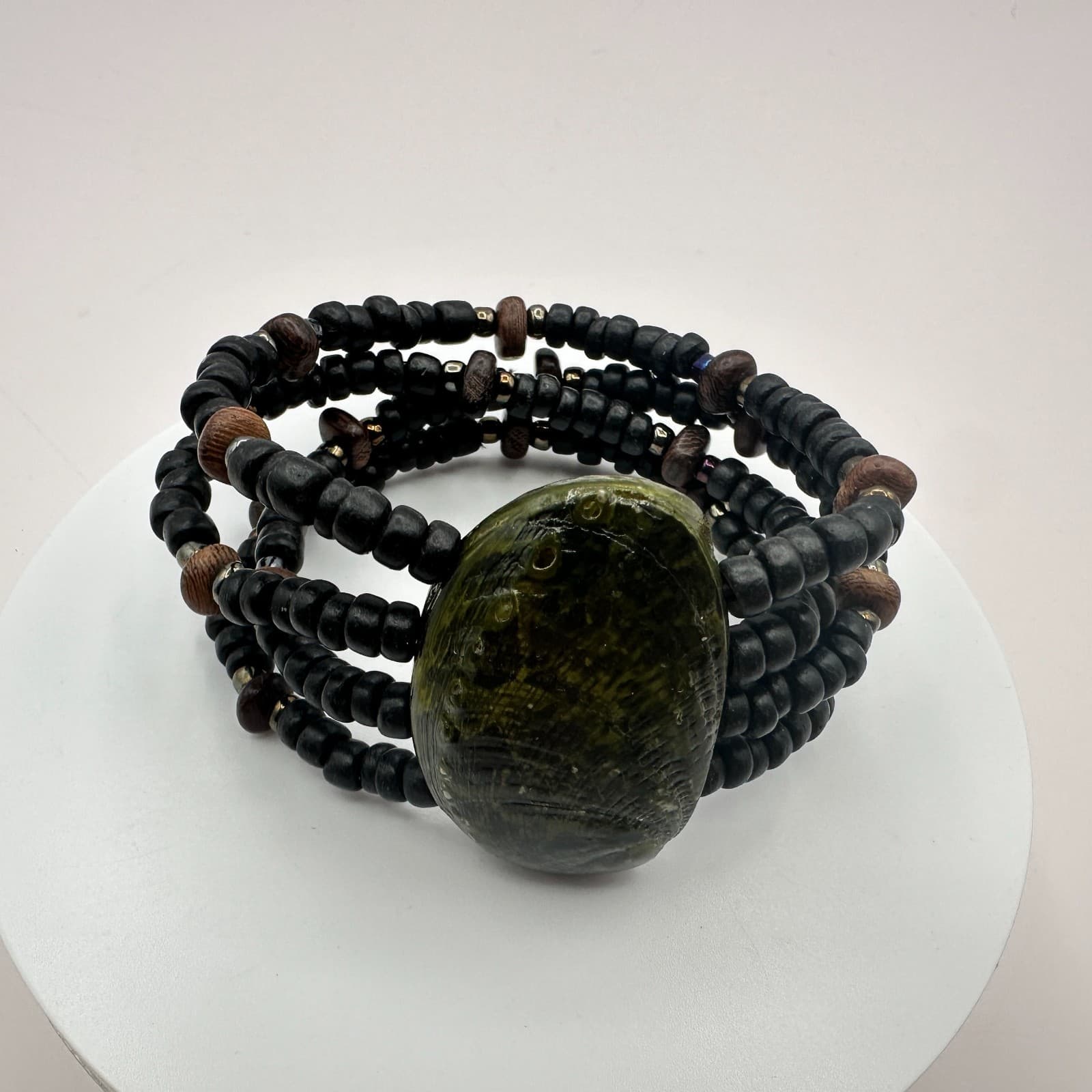 Vintage 90s Boho Multi-Strand Beaded Bracelet Statement Women's Classic Jewelry - Thumbnail 4