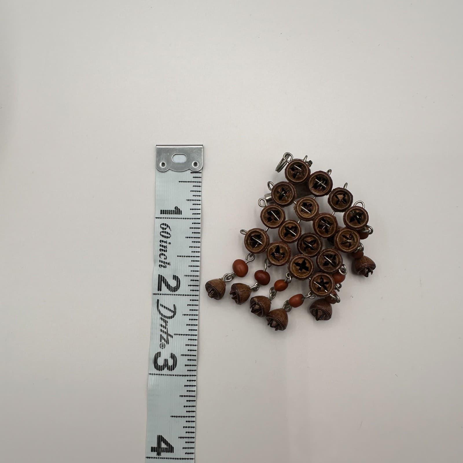 Vintage 90s Brown Wood Nut Seed Dangle Brooch Natural Boho Statement Jewelry Y2K - Thumbnail 8