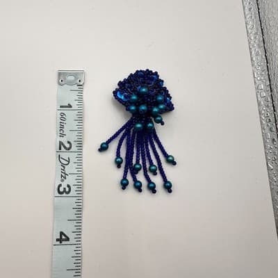 Vintage 90s Teal Blue Beaded Sequin Fringe Dangle Earrings Women's Jewelry - Thumbnail 7