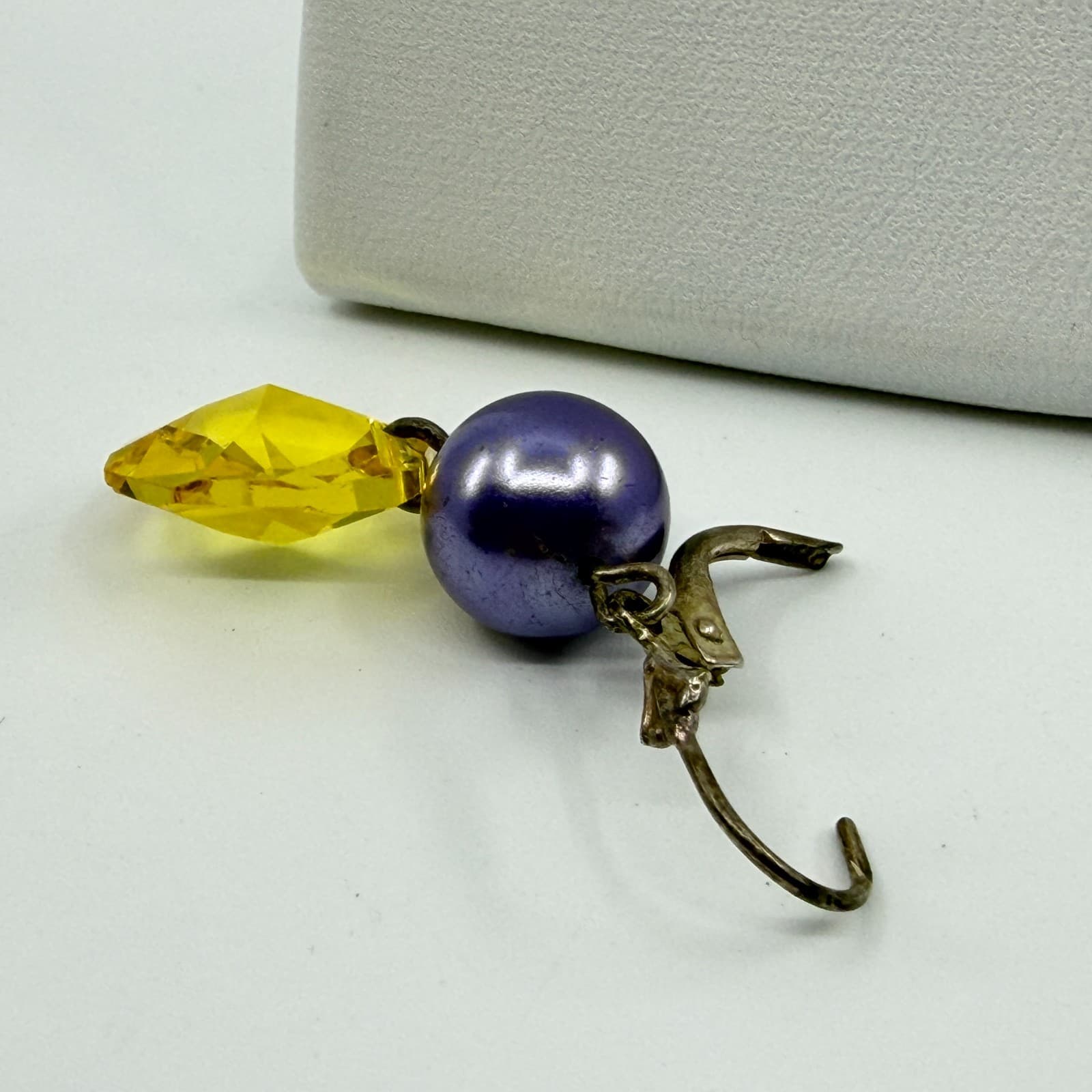 Celestial Yellow Crystal Dangle Earrings Purple Faux Pearl Statement Boho Gift - Thumbnail 7