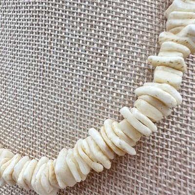 Vintage 90s White Shell Heishe Slice Necklace Statement Women's Classic Jewelry - Thumbnail 6