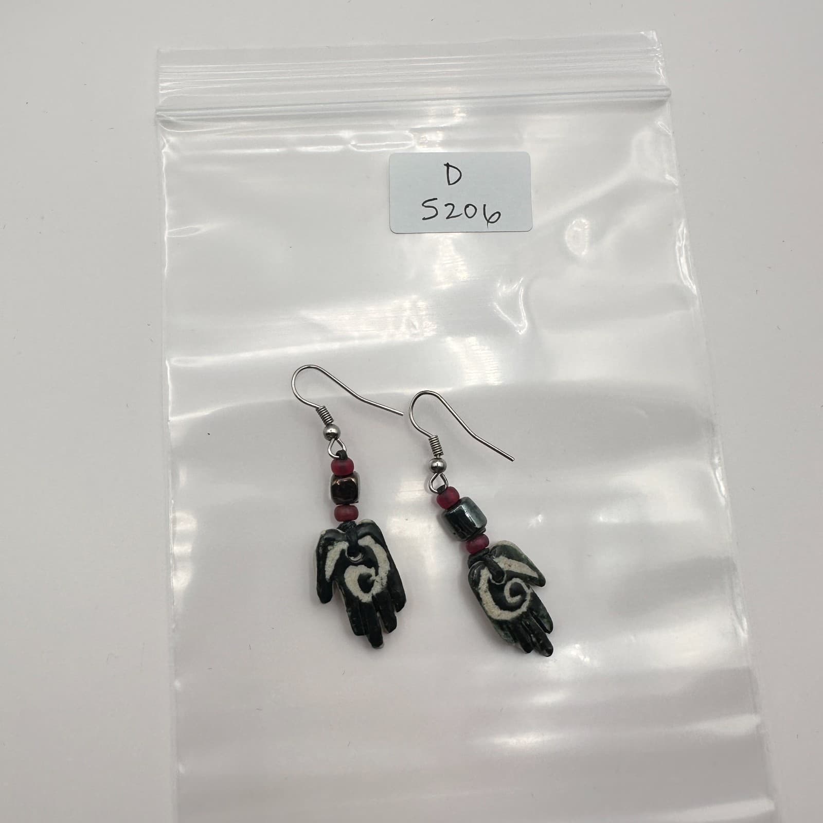 Vintage 90s Hand Dangle Earrings Spiral Tribal Women's Classic Fashion Jewelry - Thumbnail 7