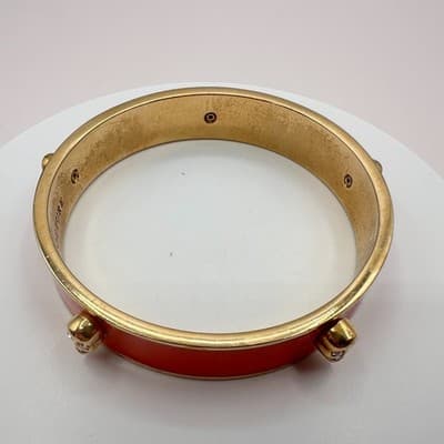 Vintage Y2K Juicy Couture Gold Tone Skull Clear Glass Bangle Bracelet Jewelry - Thumbnail 3