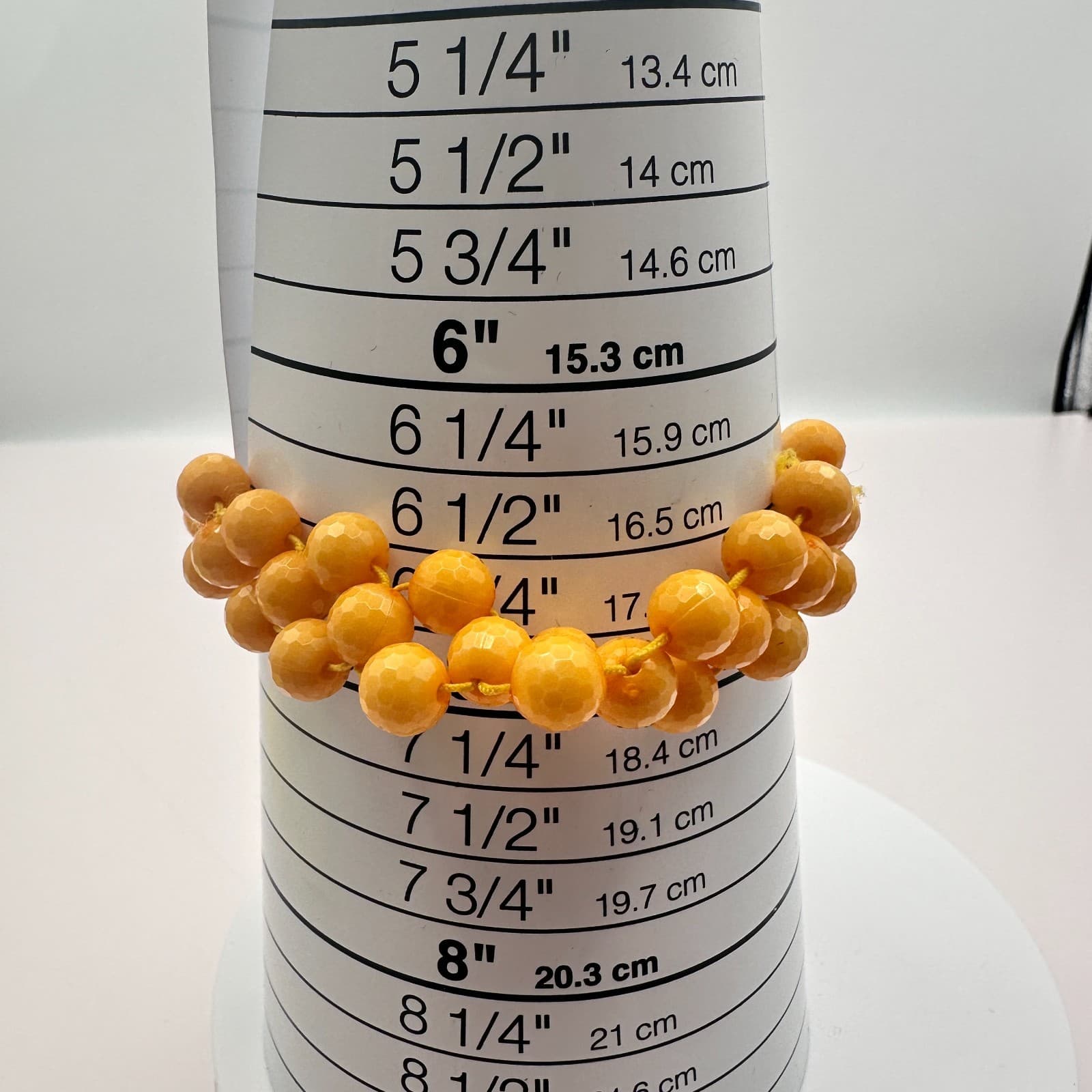 Vintage 90s Y2K Multi Strand Light Mustard Beaded Stretch Bracelet Jewelry Boho - Thumbnail 6