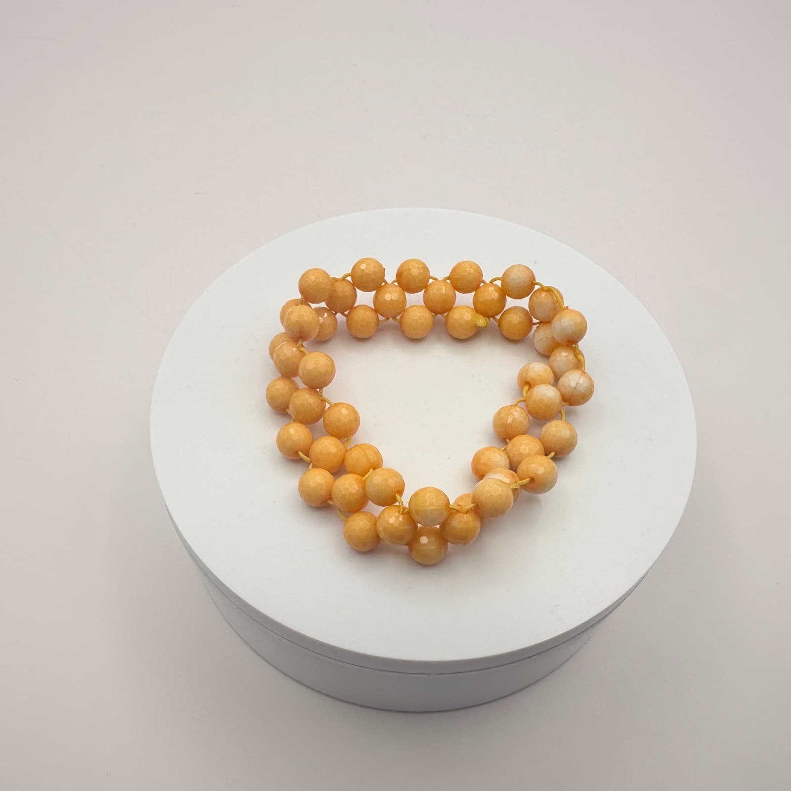 Vintage 90s Y2K Multi Strand Light Mustard Beaded Stretch Bracelet Jewelry Boho - Thumbnail 4