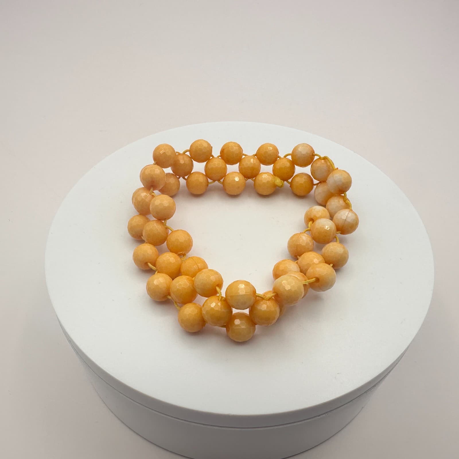 Vintage 90s Y2K Multi Strand Light Mustard Beaded Stretch Bracelet Jewelry Boho - Thumbnail 2