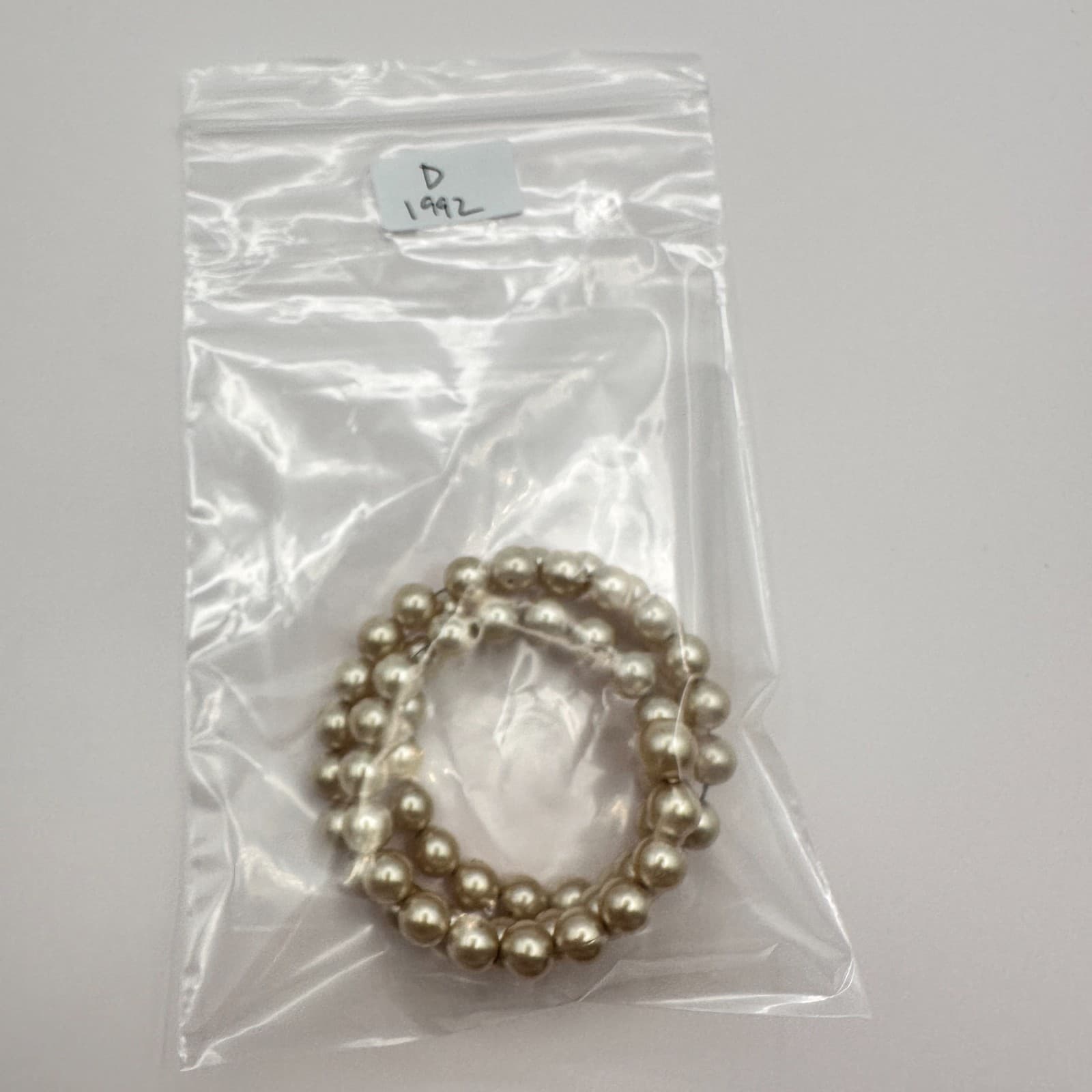 Vintage 80s Chunky Gold Tone Faux Pearl Bead Stackable Stretch Bracelet Jewelry - Thumbnail 7