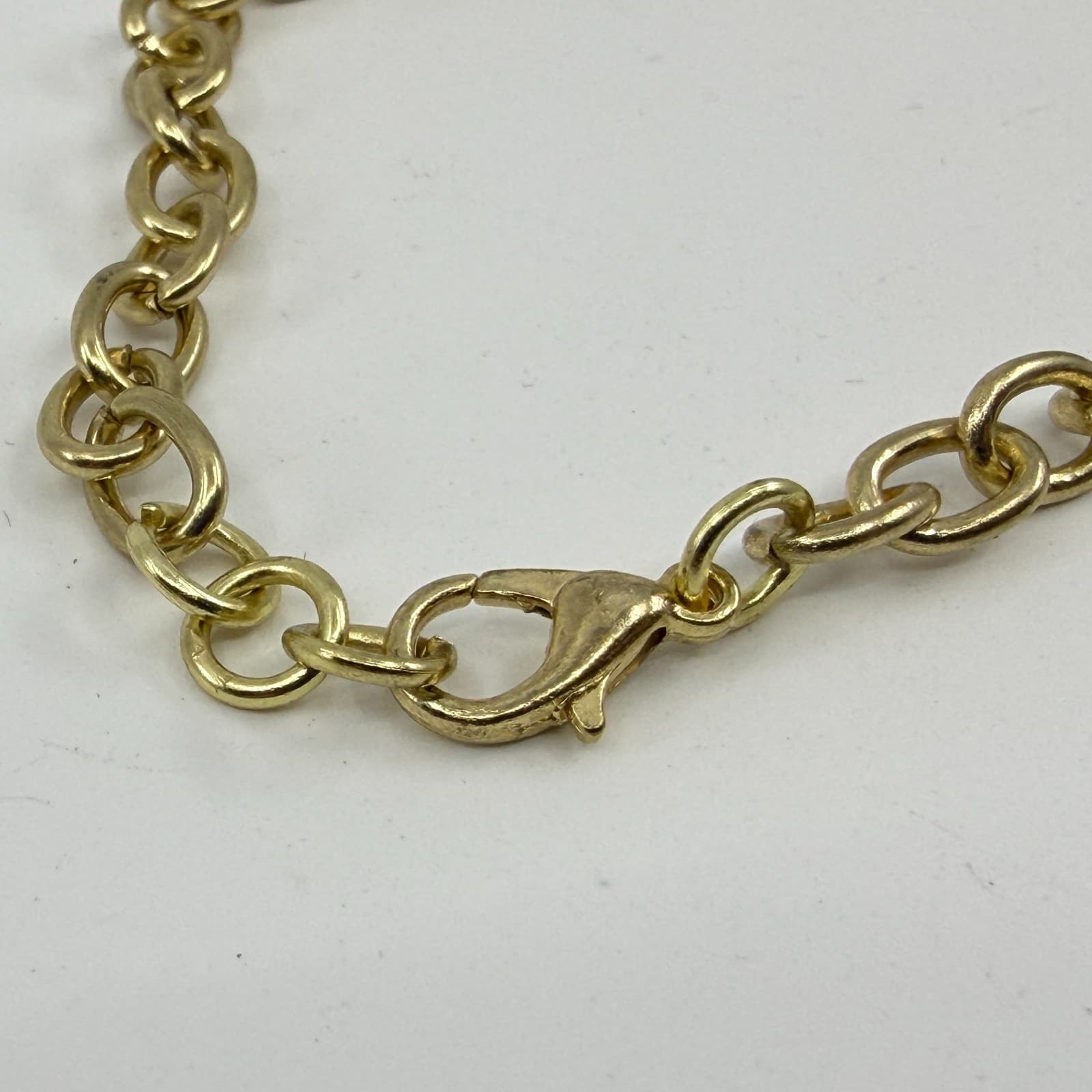 Gold Tone Chain Link Bracelet with DI Letter Charm and Rhinestone Accent Boho - Thumbnail 7