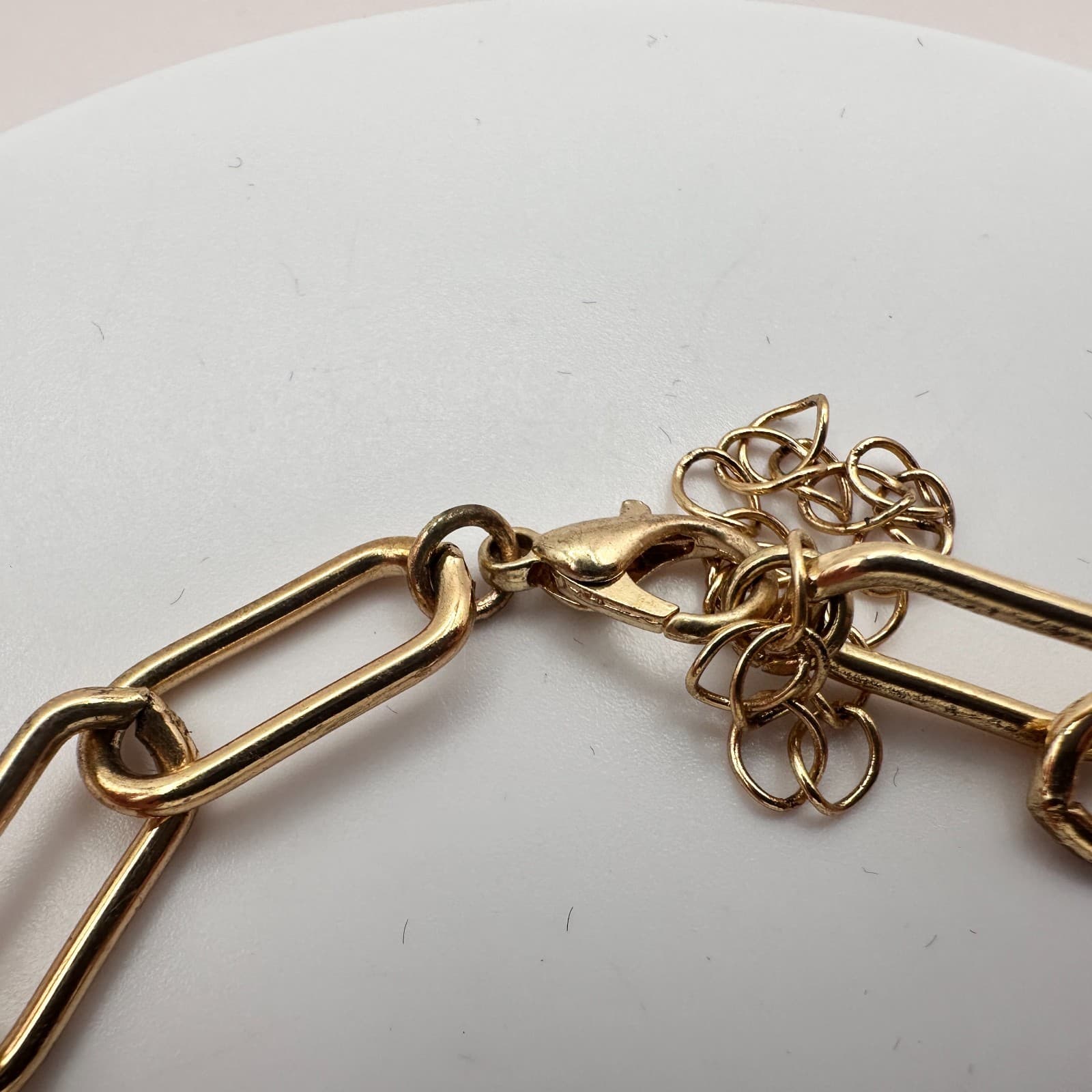 Vintage Y2K Gold Tone Rhinestone LOVE Paperclip Chain Bracelet Women's Jewelry - Thumbnail 5