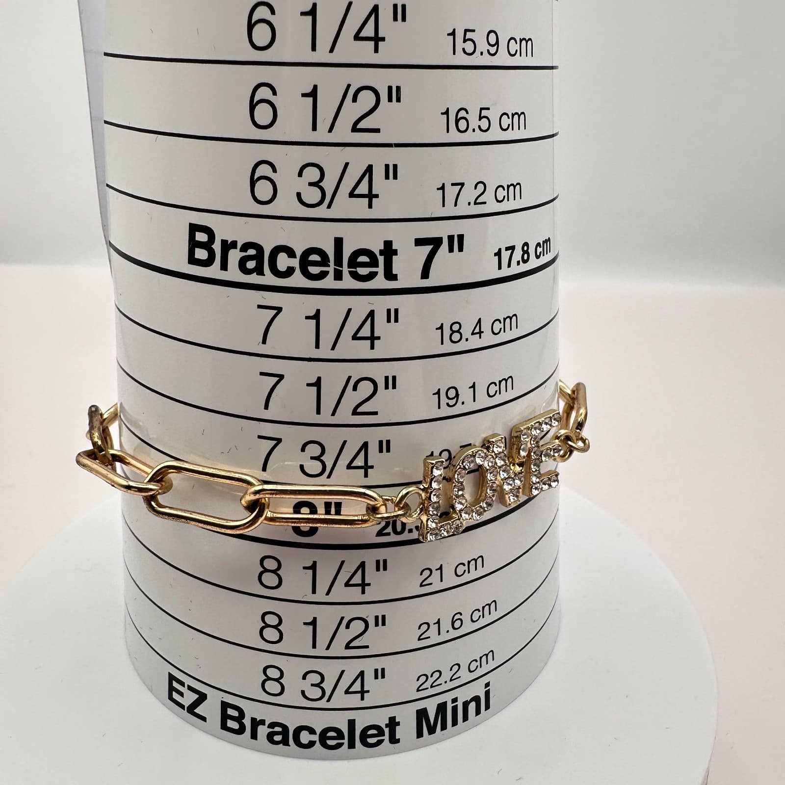 Vintage Y2K Gold Tone Rhinestone LOVE Paperclip Chain Bracelet Women's Jewelry - Thumbnail 7