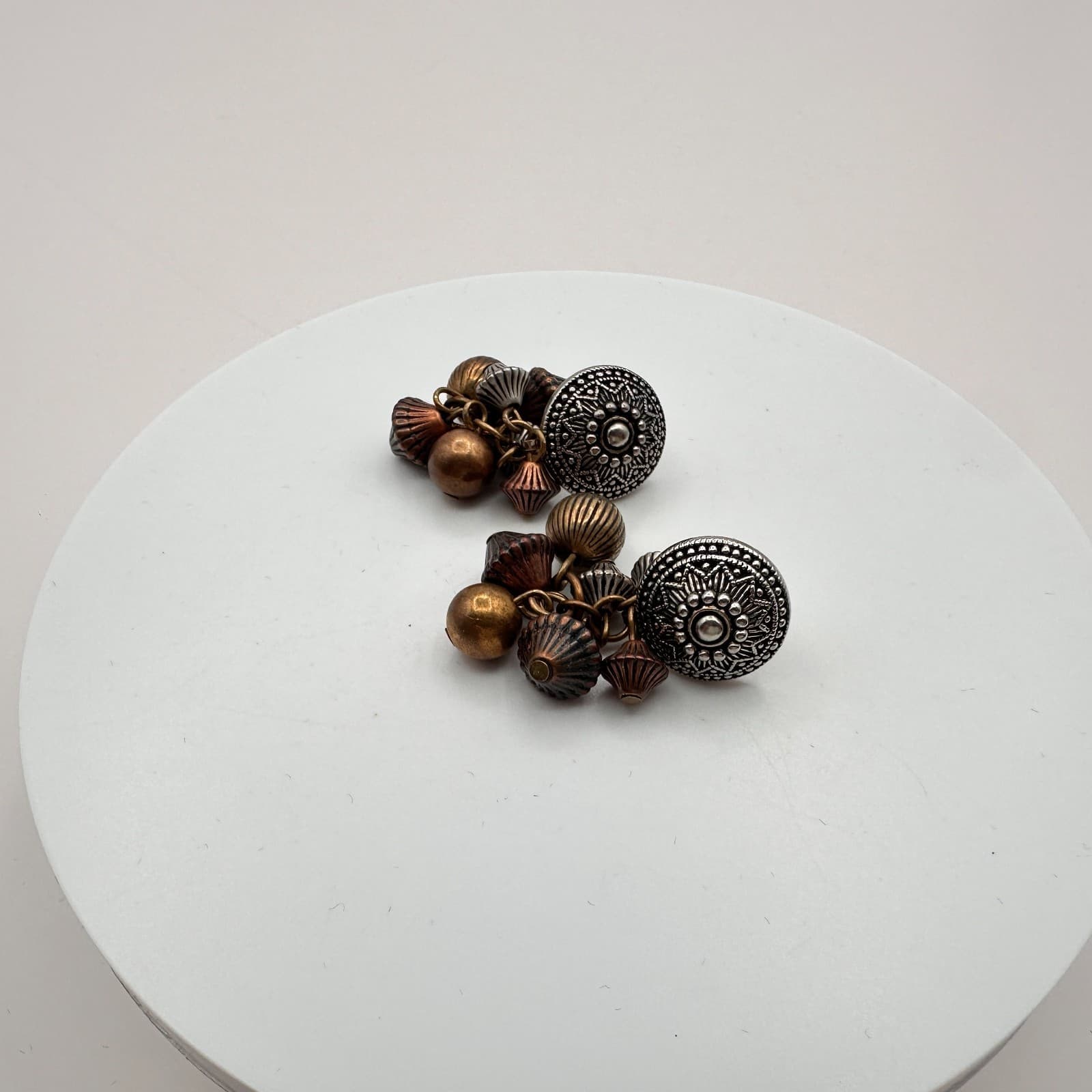 Vintage 90s Beaded Cluster Stud Earrings Boho Retro Women's Classic Jewelry Y2K - Thumbnail 7