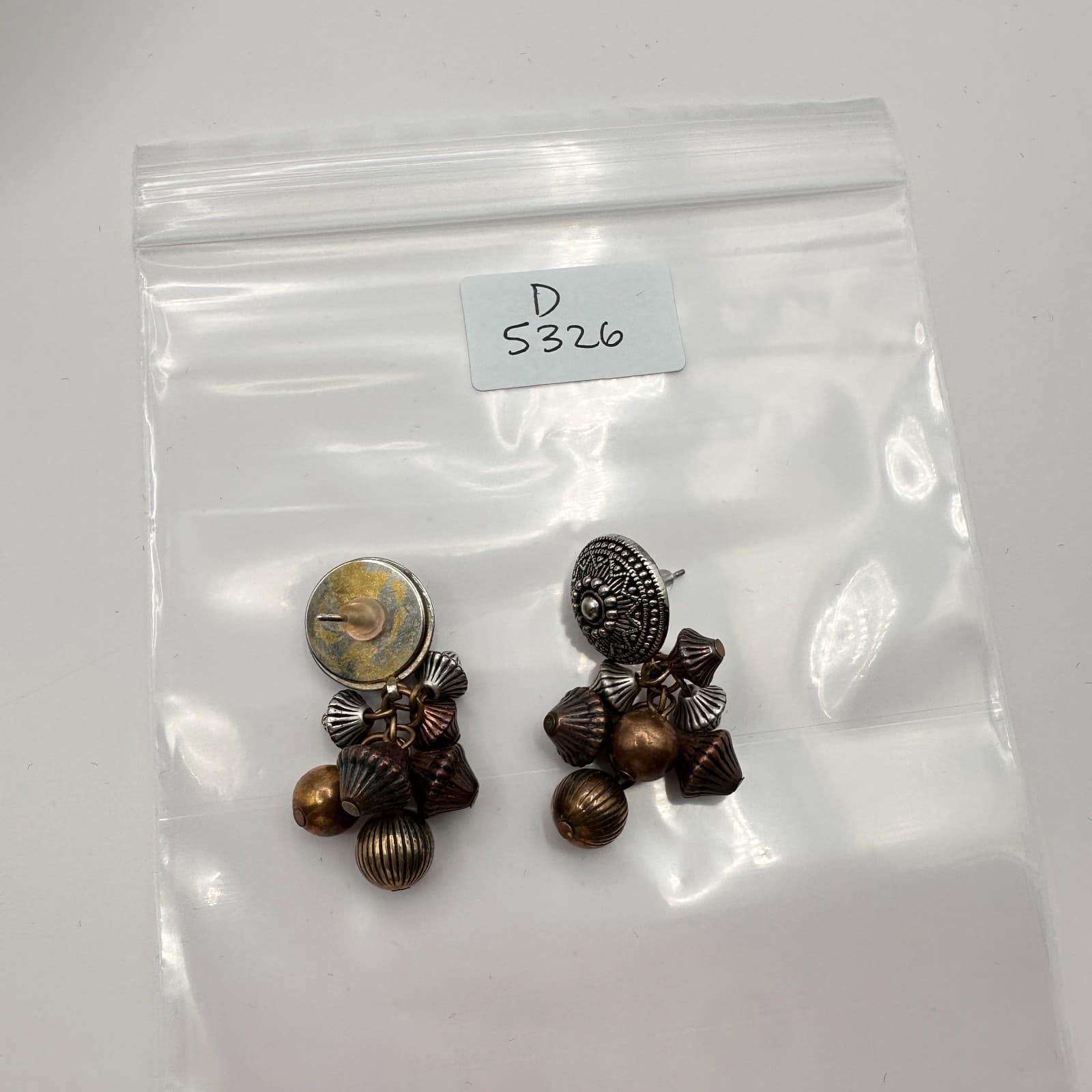 Vintage 90s Beaded Cluster Stud Earrings Boho Retro Women's Classic Jewelry Y2K - Thumbnail 8