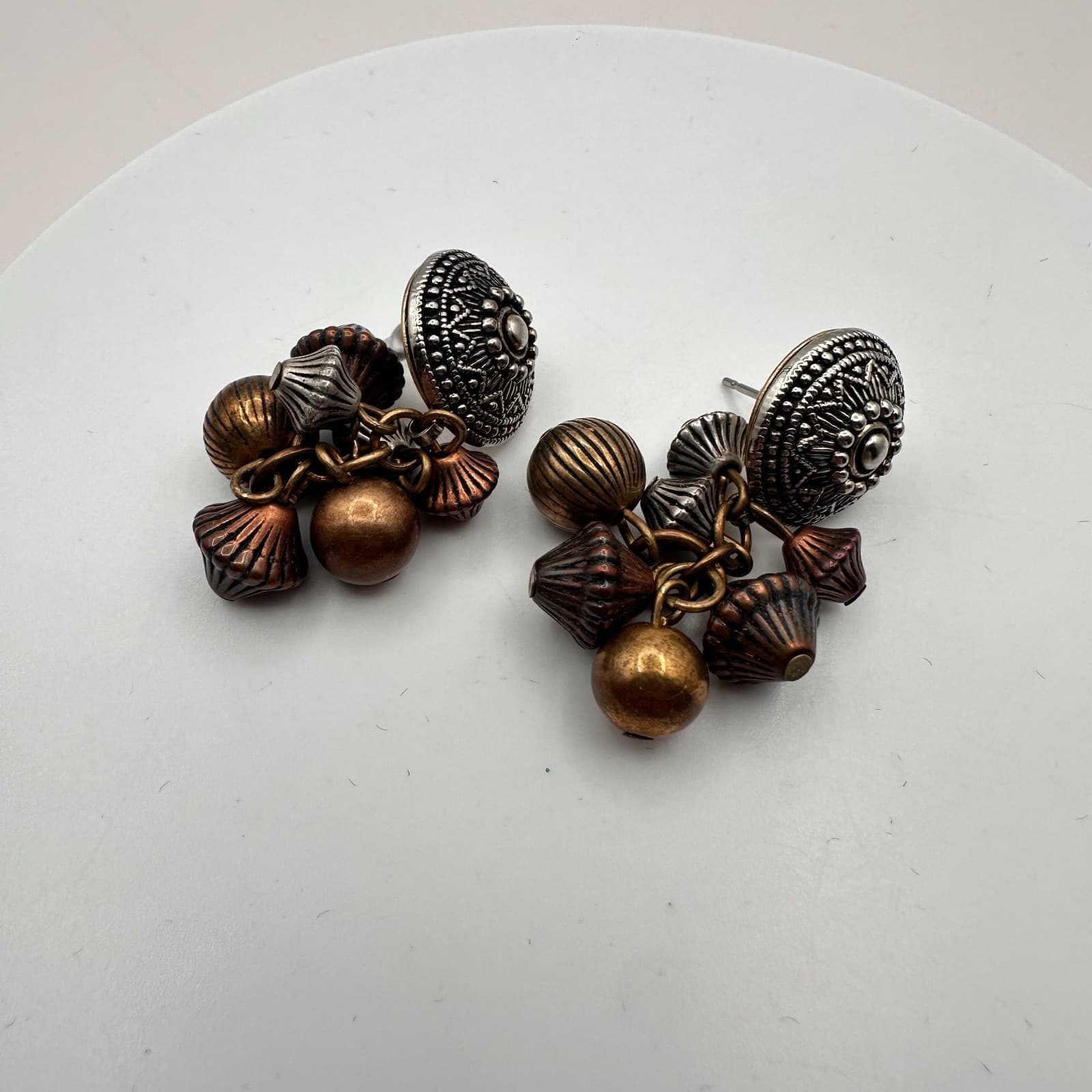 Vintage 90s Beaded Cluster Stud Earrings Boho Retro Women's Classic Jewelry Y2K - Thumbnail 5