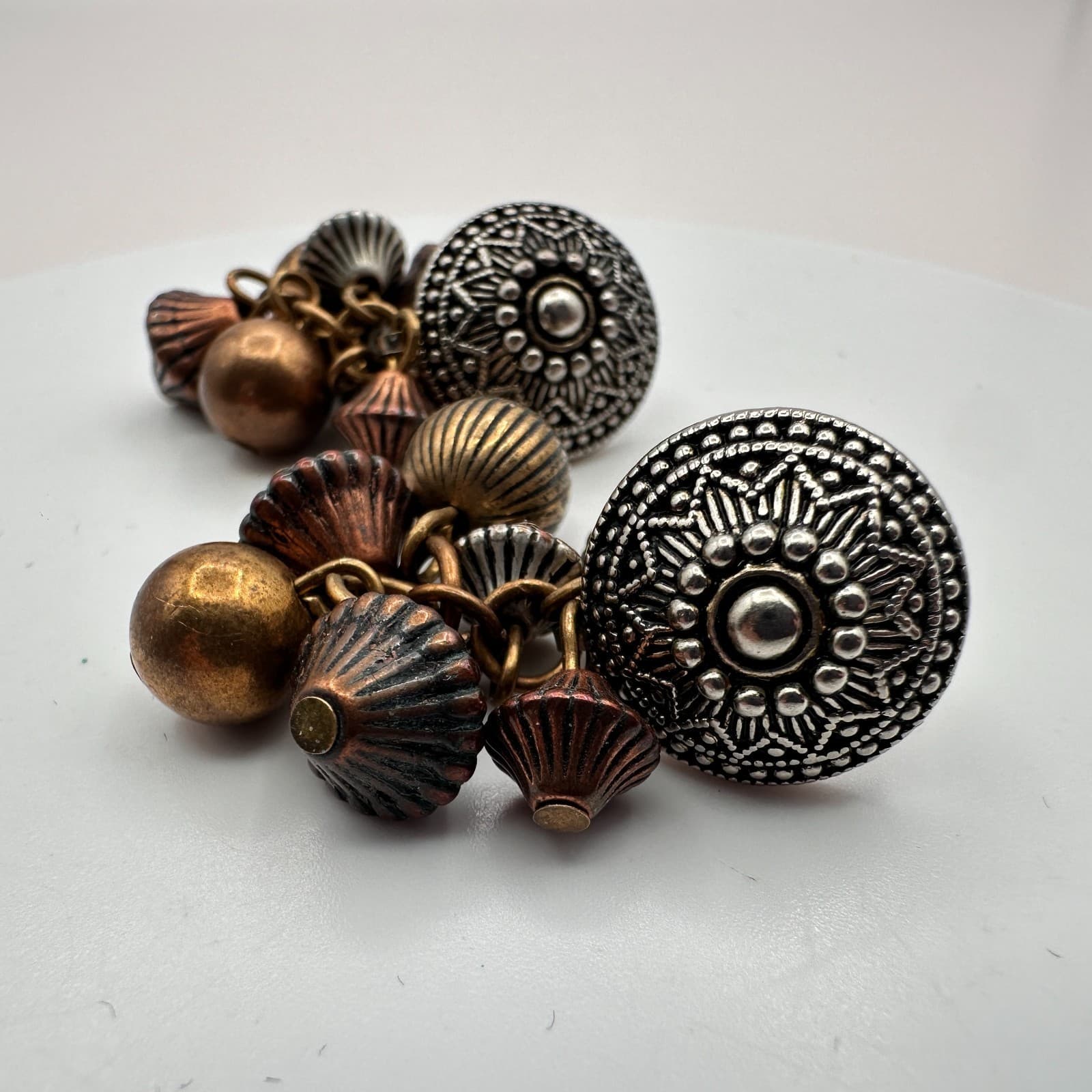 Vintage 90s Beaded Cluster Stud Earrings Boho Retro Women's Classic Jewelry Y2K