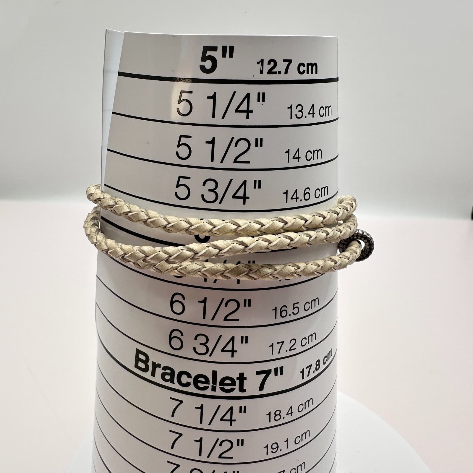 VTG Gunmetal Beige Leather Multi Strand Wrap Bracelet Tassel Charm Druzy Beads - Thumbnail 7