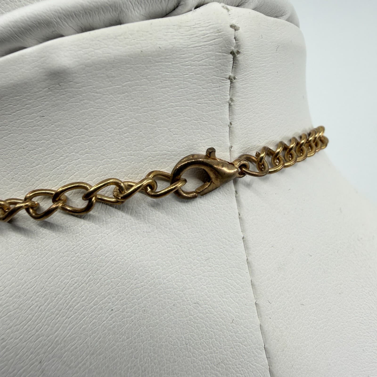 Gold Tone Metal Choker Collar Necklace Wide Statement Piece Boho Festival Style - Thumbnail 6