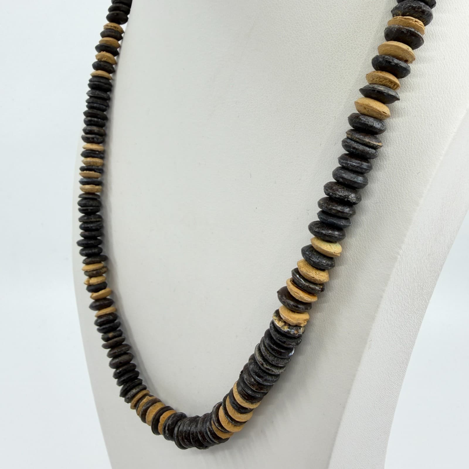 Natural Wood Bead Statement Necklace Tribal Boho Chunky Layering Festival Gift - Thumbnail 6
