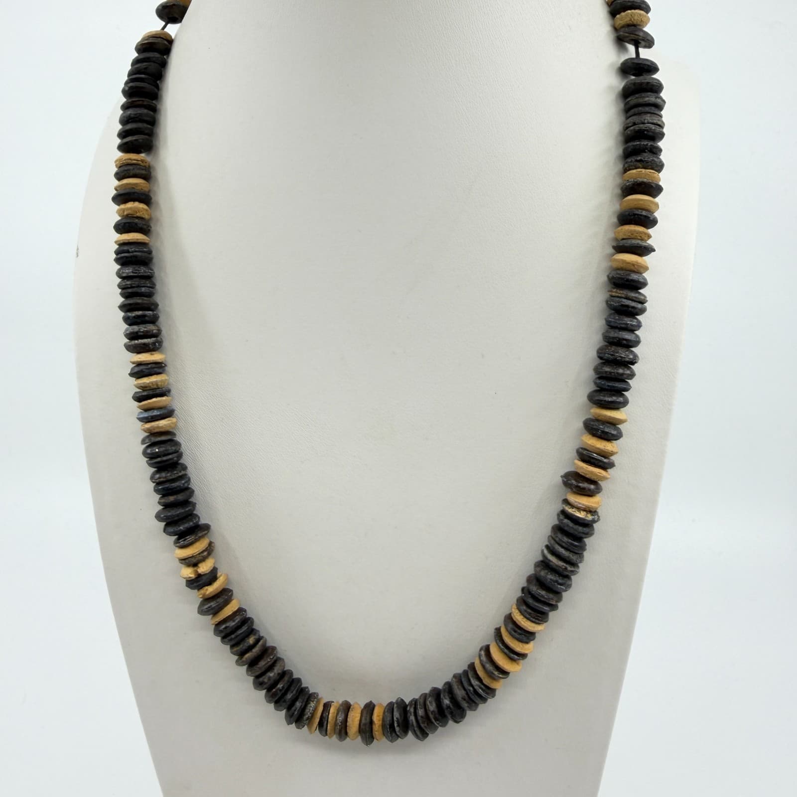 Natural Wood Bead Statement Necklace Tribal Boho Chunky Layering Festival Gift - Thumbnail 8