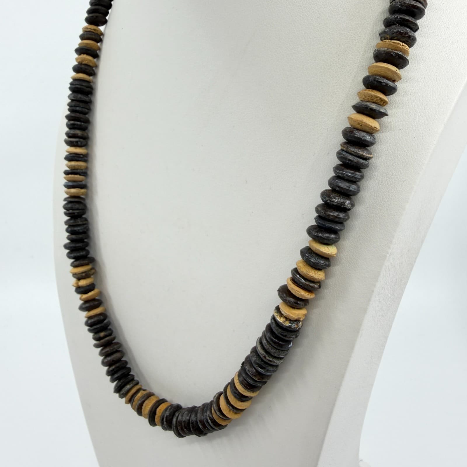 Natural Wood Bead Statement Necklace Tribal Boho Chunky Layering Festival Gift - Thumbnail 5