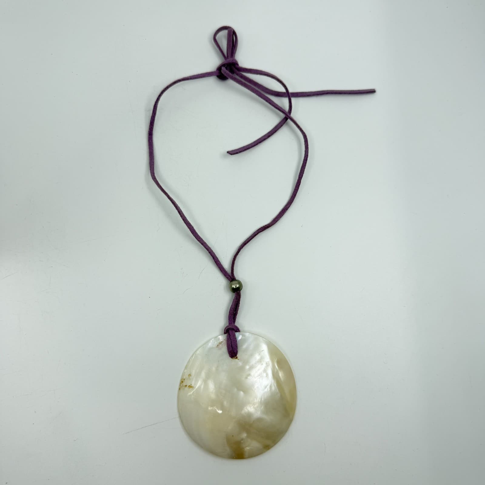 Natural Mother of Pearl Disc Pendant Necklace Boho Statement Layering Accessory - Thumbnail 7