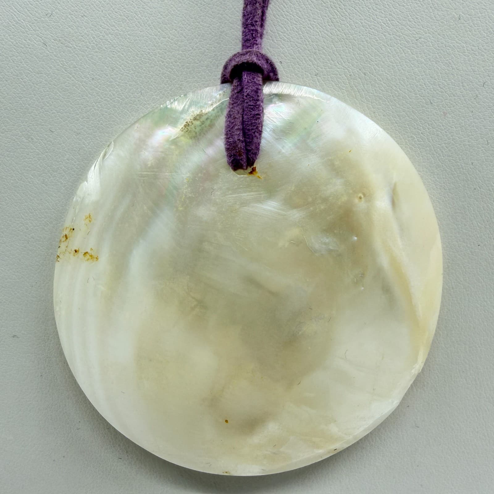 Natural Mother of Pearl Disc Pendant Necklace Boho Statement Layering Accessory - Thumbnail 4
