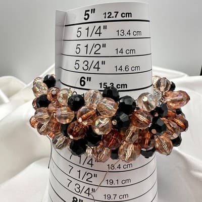 Vintage 90s Silver Tone Beaded Stretch Bracelet Women's Classic Fashion Jewelry - Thumbnail 10