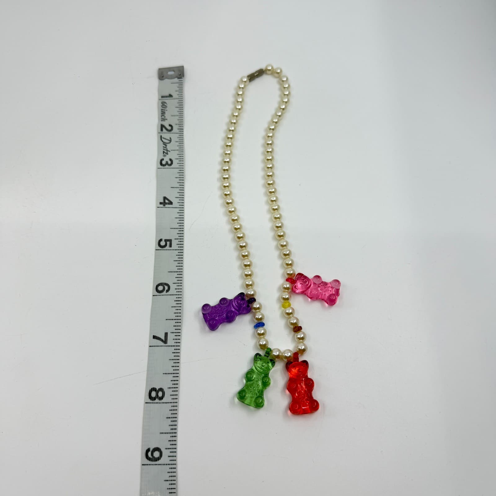 Y2K Gummy Bear Pearl Necklace Colorful Statement Aesthetic Layering Fun Jewelry - Thumbnail 9