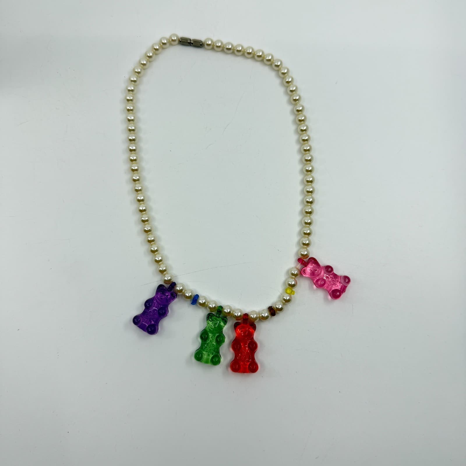 Y2K Gummy Bear Pearl Necklace Colorful Statement Aesthetic Layering Fun Jewelry - Thumbnail 8
