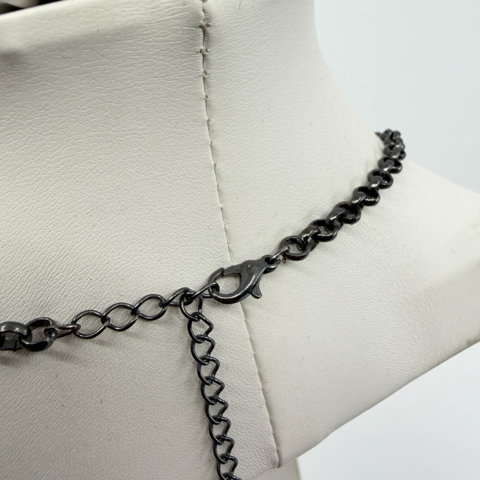 Gothic Statement Chain Necklace Velvet Ribbon Fringe Boho Festival Layering - Thumbnail 7
