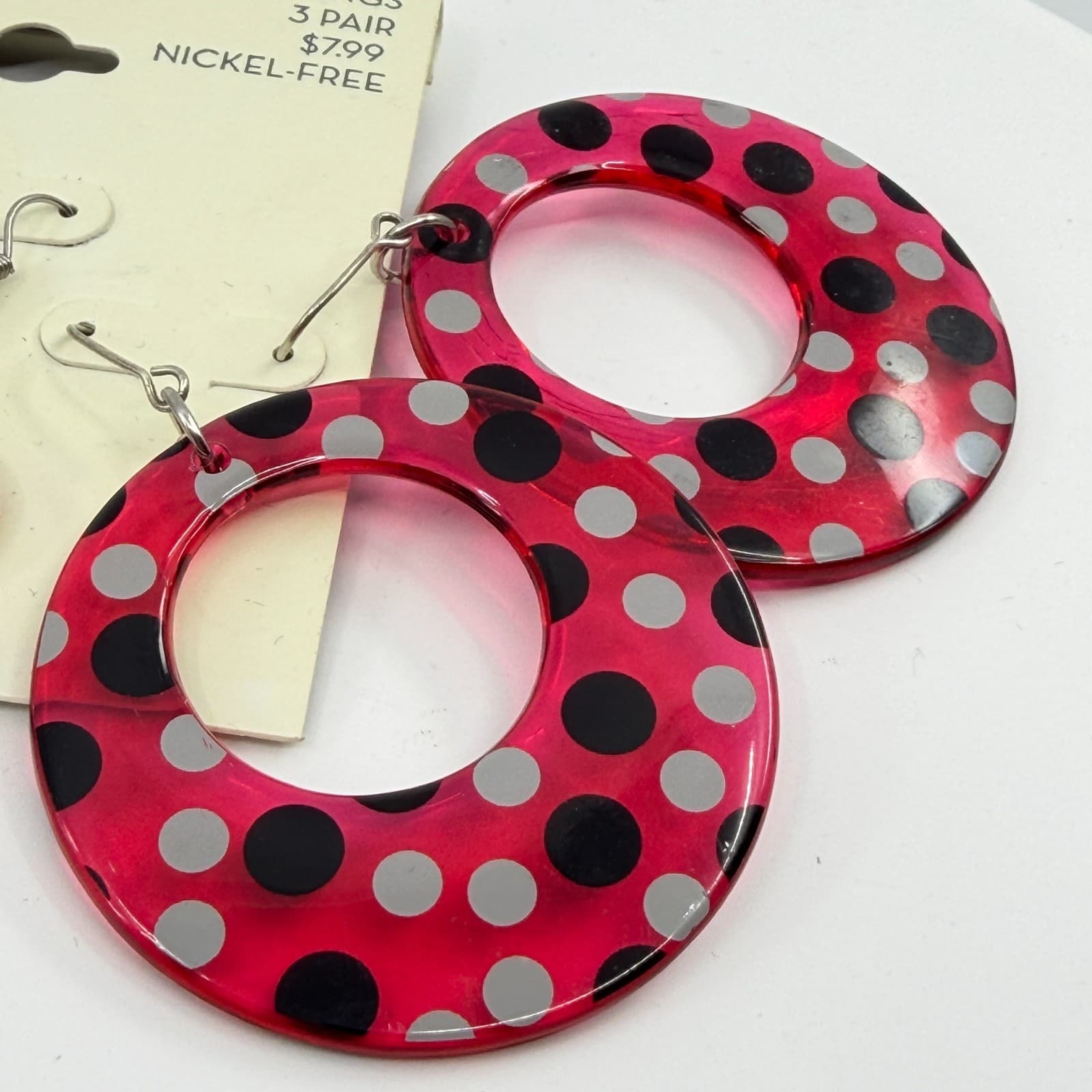 Merona Fun Retro Polka Dot & Floral Dangle Earrings Set Statement Boho Gift Y2K - Thumbnail 7