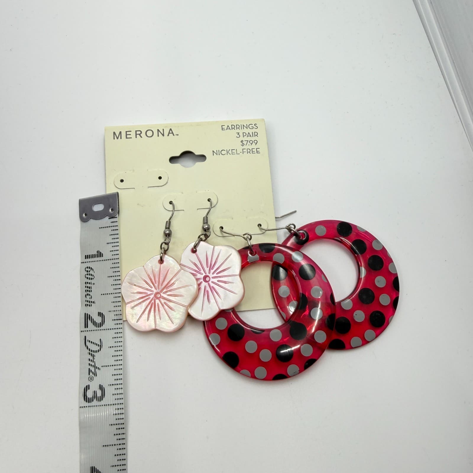 Merona Fun Retro Polka Dot & Floral Dangle Earrings Set Statement Boho Gift Y2K - Thumbnail 8