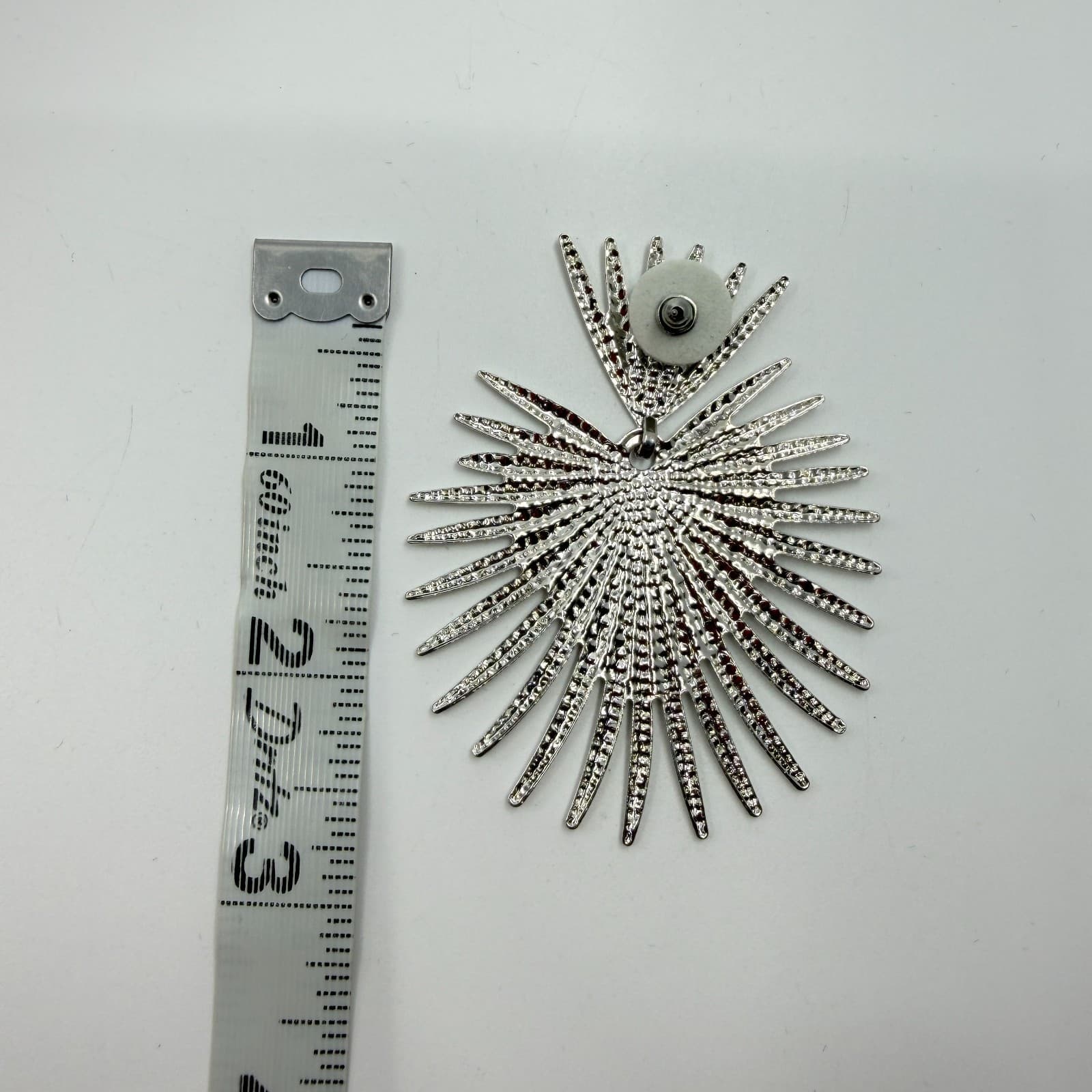 Statement Celestial Starburst Earrings Silver Tone Boho Festival Chunky Dangle - Thumbnail 10