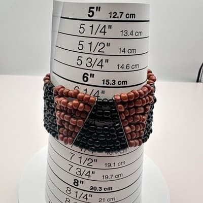 Vintage Y2K Black Brown Beaded Cuff Stretch Bracelet Boho Women's Jewelry - Thumbnail 9