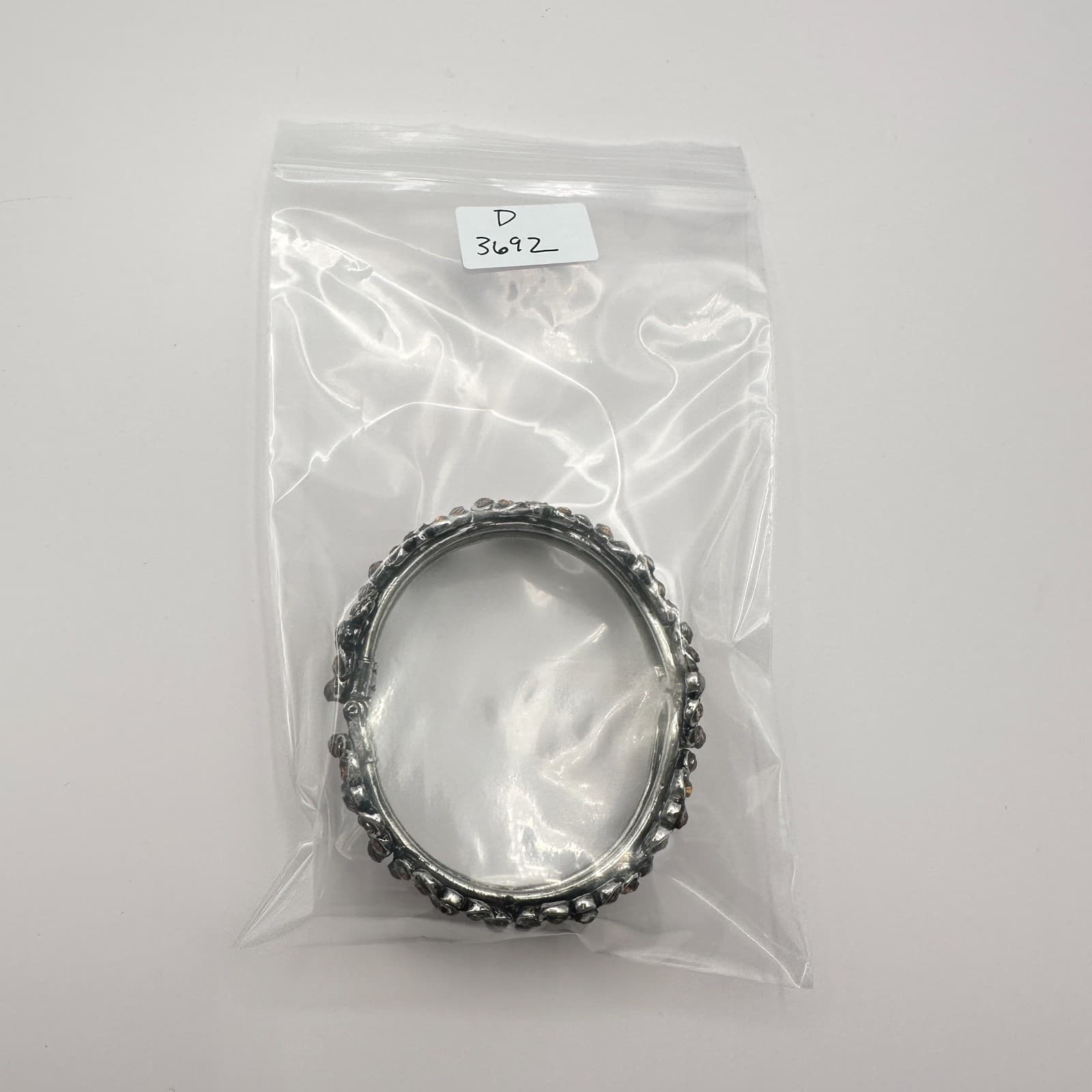 Vintage 90s Silver Tone Rhinestone Floral Hand Bracelet Boho Women's Jewelry Y2K - Thumbnail 9
