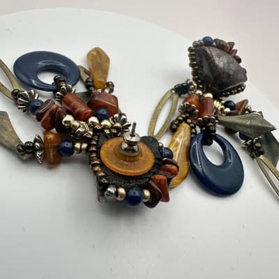 Vintage 90s Beaded Statement Dangle Earrings Boho Women's Classic Jewelry - Thumbnail 7