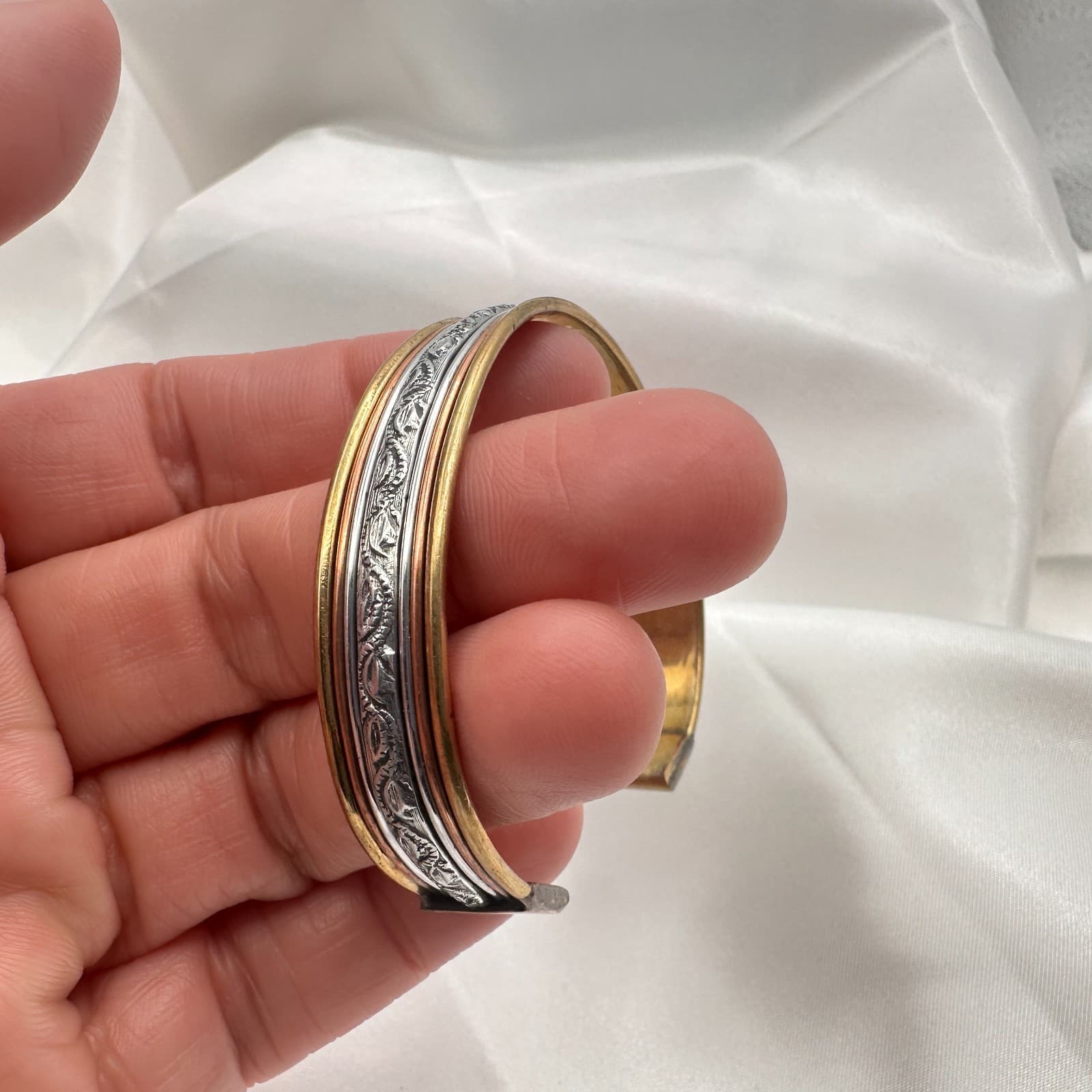 Vintage 90 Engraved Boho Cuff Bracelet Statement Women's Classic Fashion Jewelry - Thumbnail 4