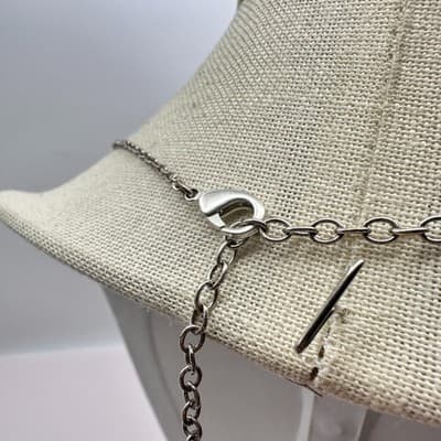 Vintage Y2K Silver Tone Floral Charm Link Chain Choker Necklace Women's Jewelry - Thumbnail 7