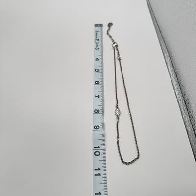 Vintage Y2K Silver Tone Floral Charm Link Chain Choker Necklace Women's Jewelry - Thumbnail 8