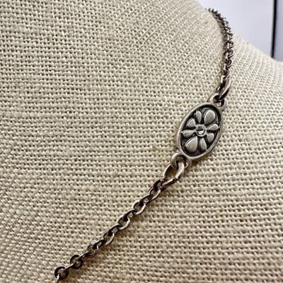Vintage Y2K Silver Tone Floral Charm Link Chain Choker Necklace Women's Jewelry - Thumbnail 5