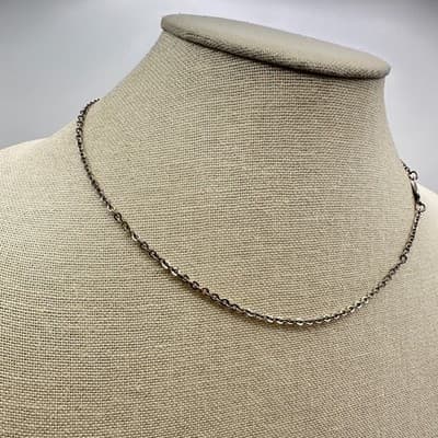 Vintage Y2K Silver Tone Floral Charm Link Chain Choker Necklace Women's Jewelry - Thumbnail 2