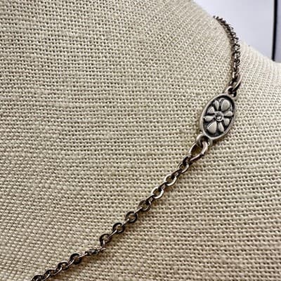 Vintage Y2K Silver Tone Floral Charm Link Chain Choker Necklace Women's Jewelry - Thumbnail 4