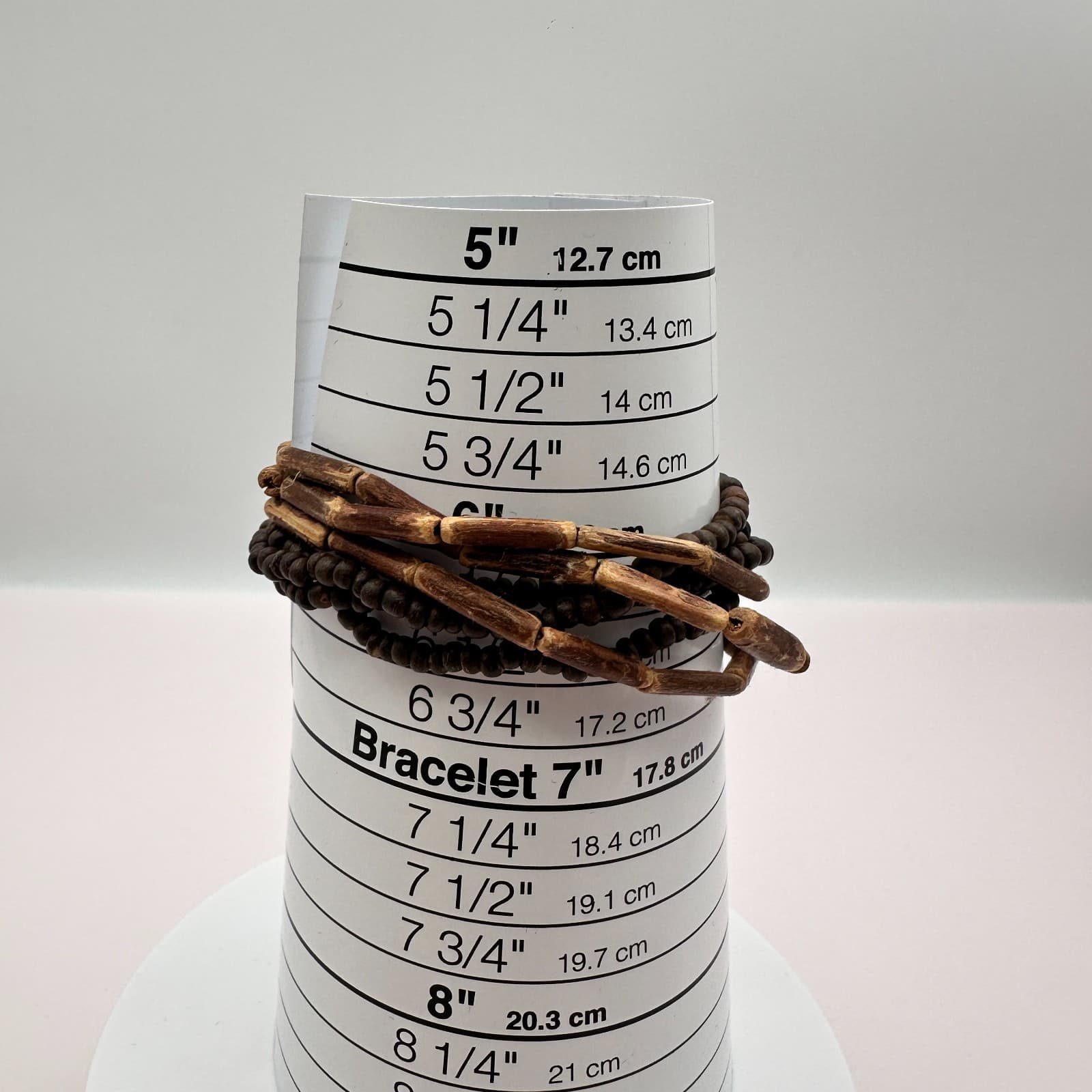 Vintage 90s Wooden Beads Multi Strand Bracelet Boho Statement Women's Jewelry - Thumbnail 8