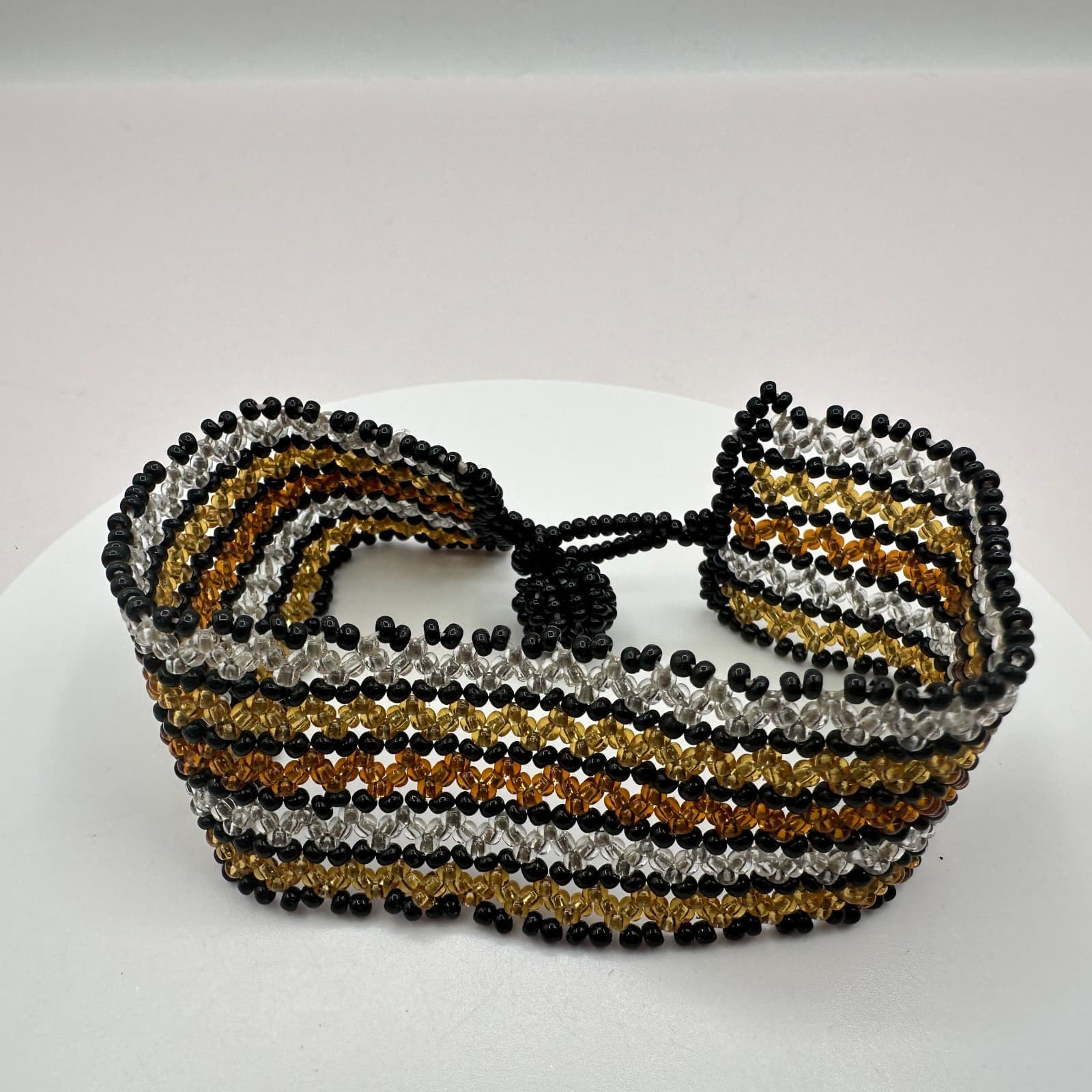 Vintage Y2K Seed Beaded Wide Cuff Bracelet Boho Retro Statement Women's Jewelry - Thumbnail 2