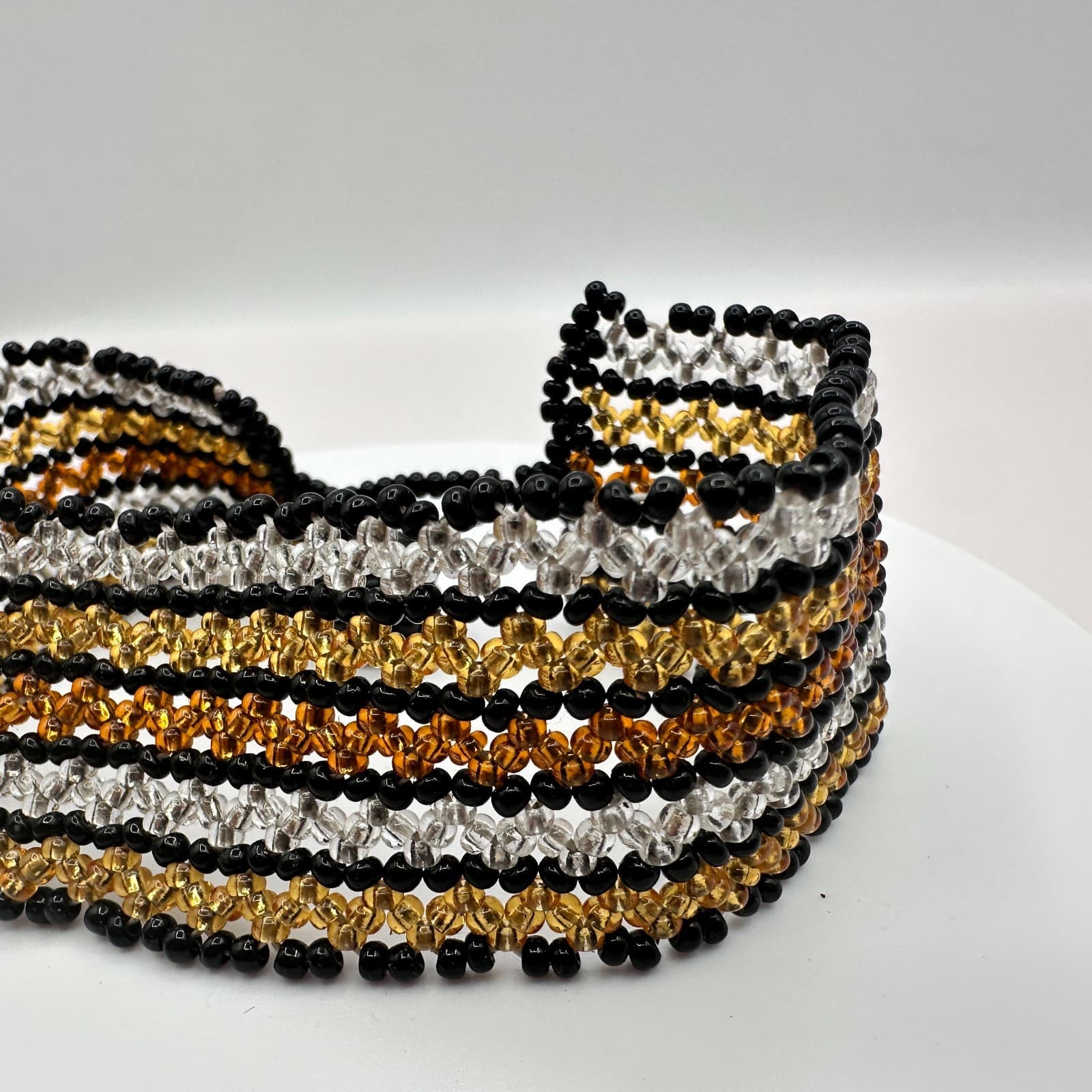 Vintage Y2K Seed Beaded Wide Cuff Bracelet Boho Retro Statement Women's Jewelry - Thumbnail 4