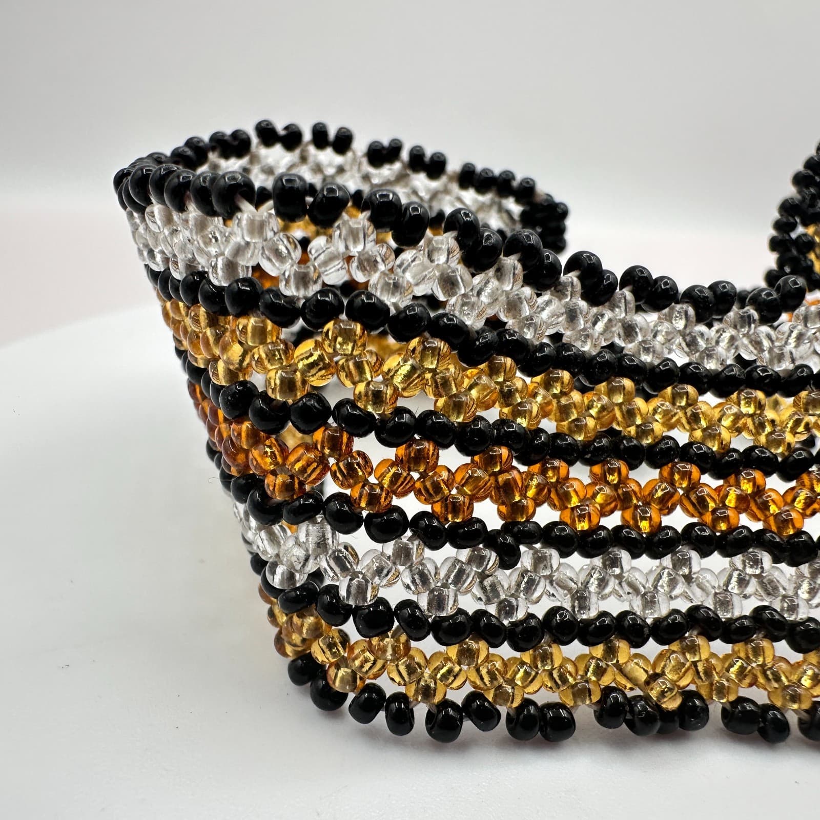 Vintage Y2K Seed Beaded Wide Cuff Bracelet Boho Retro Statement Women's Jewelry - Thumbnail 3